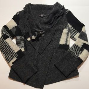 Anthropologie Gray and White Asymmetrical Cardigan